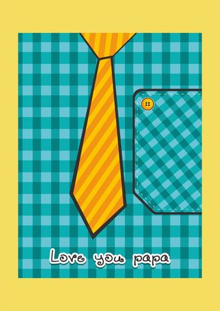 绿色格子衬衫打领带卡通