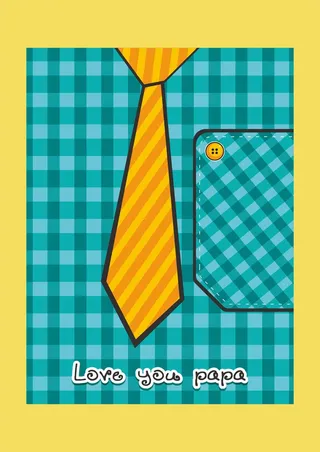 绿色格子衬衫打领带卡通