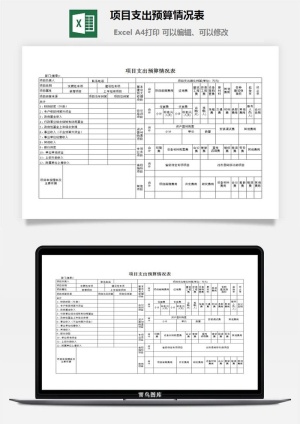 项目支出预算情况表excel模板