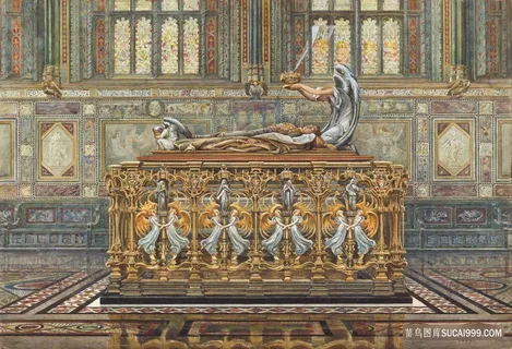 阿瑟·罗伯逊为阿尔弗雷德·吉尔伯特的坟墓项目作画