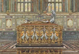 阿瑟·罗伯逊为阿尔弗雷德·吉尔伯特的坟墓项目作画