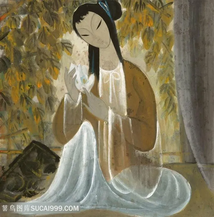 林风眠油画唯美美女艺术装饰画