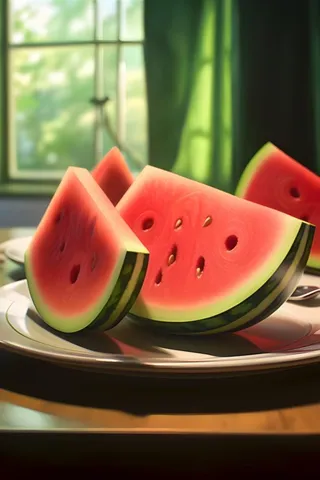 桌上切开的西瓜背景