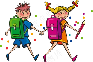 孩子们, 学生, 回校, 男孩, 女孩, 微笑, 快乐的