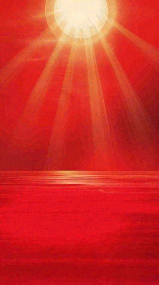 红色海面海洋落日阳光光照