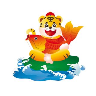 手绘2022虎年新年春节卡通老虎形象IP插画元素AI设计素材图案