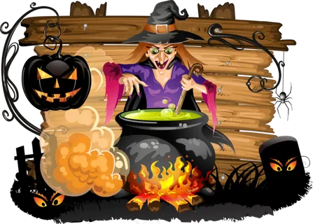 万圣节节日卡通素材炼药女巫