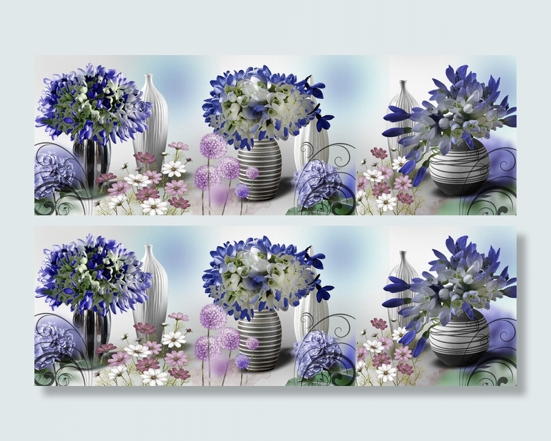 紫色系插花现代简约花卉装饰画