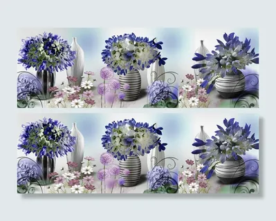 紫色系插花现代简约花卉装饰画