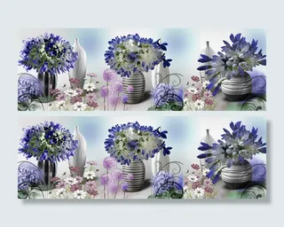 紫色系插花现代简约花卉装饰画