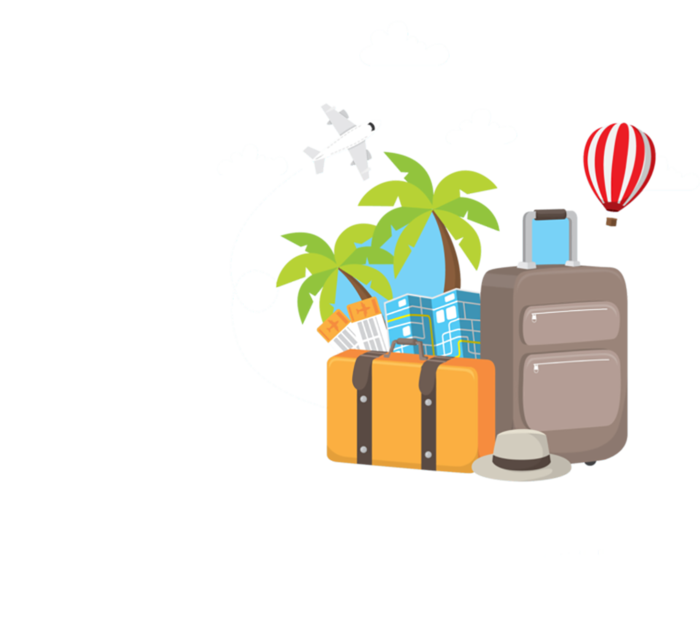 行李箱椰子树卡通旅游