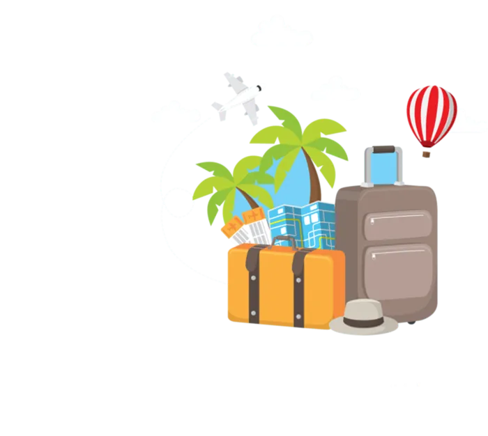 行李箱椰子树卡通旅游