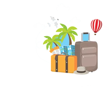 行李箱椰子树卡通旅游