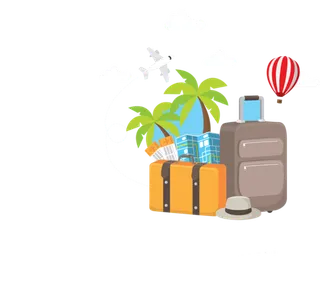 行李箱椰子树卡通旅游