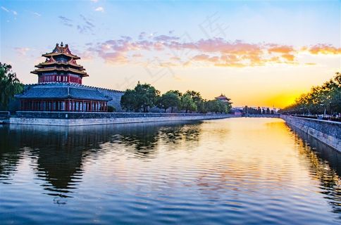 北京故宫角楼日落风景图片