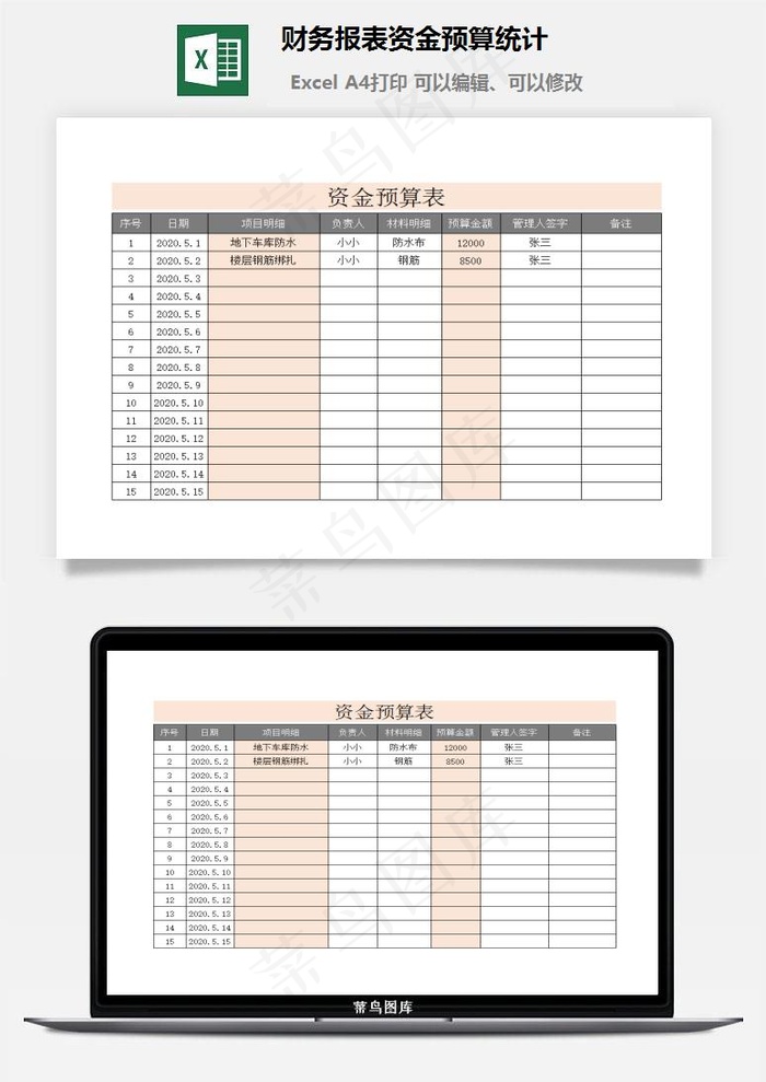 财务报表资金预算统计