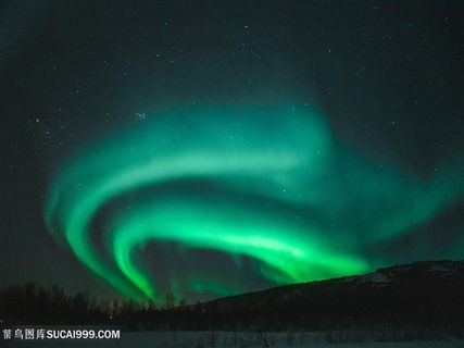 绿色北极光星空风景图片