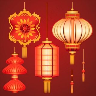 红灯笼过年过节喜庆插画素材