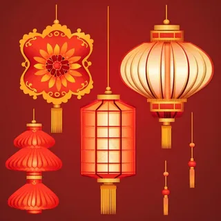 红灯笼过年过节喜庆插画素材