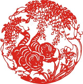 虎年吉祥剪纸图案矢量素材