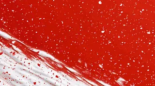 红色白点雪花背景，简约扁平