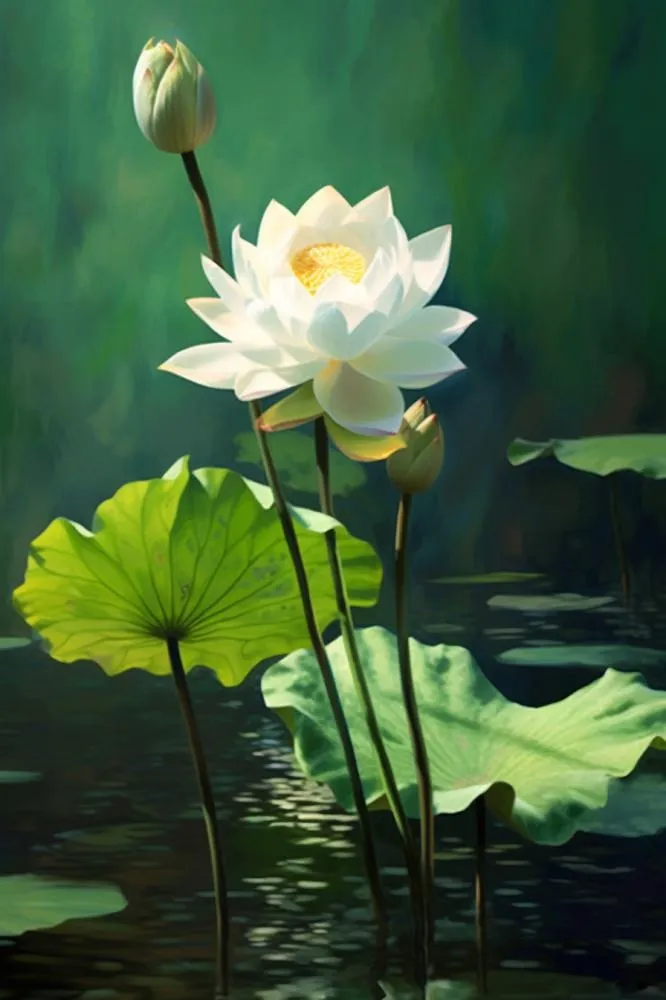 绿色简约荷花摄影背景图