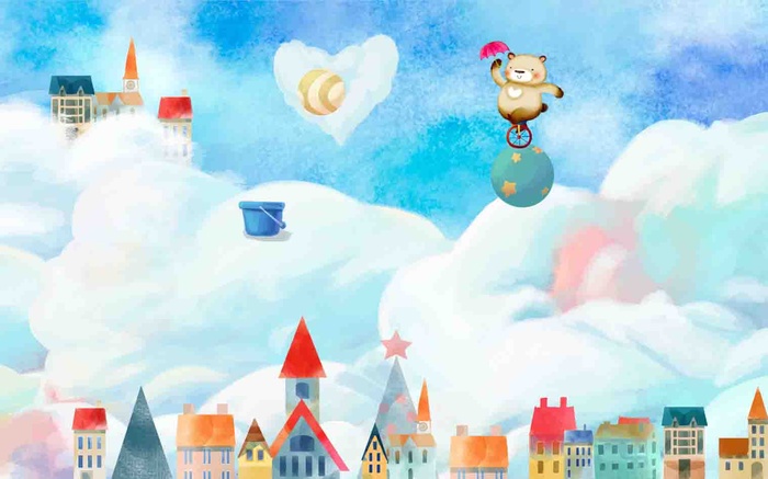 卡通儿童房背景墙壁纸壁画壁布