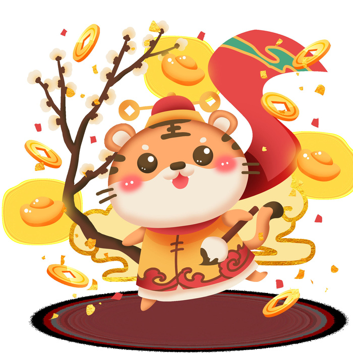 可爱2022年虎年吉祥物卡通形象新年海报元素AI矢量图PSD分层设计素材psd模版下载