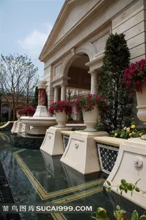 欧式建筑小区 水景