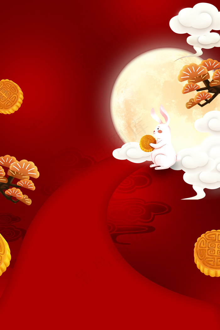 中秋节背景图案 psd模版下载