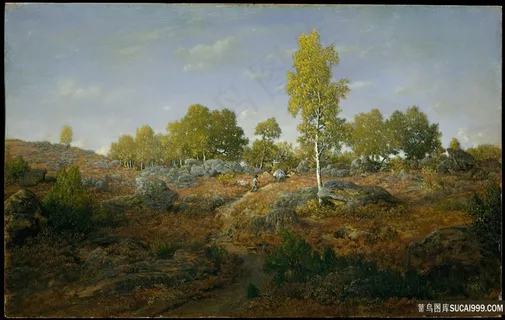 泰奥多尔·卢梭-岩石间的一条小路风景画