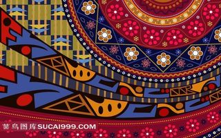 民族印花布纹素材