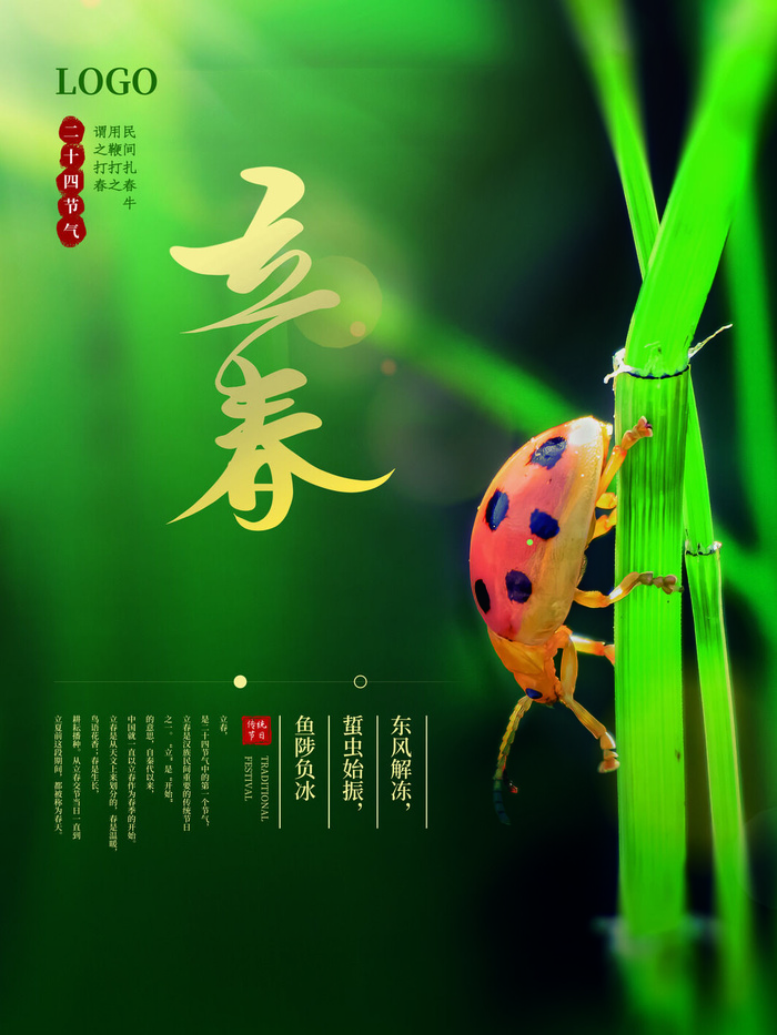 24节气立春春季新春春天海报模板PSD分层设计素材源文件模板