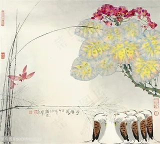 薛亮水墨画花卉鸟高清装饰画