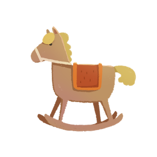 木马玩具剪贴画儿童节幼儿园插画