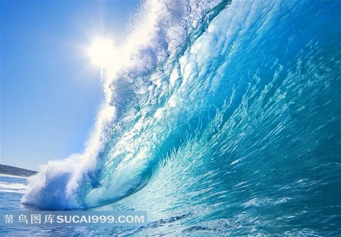 气势大海海浪炫风太阳高清图片