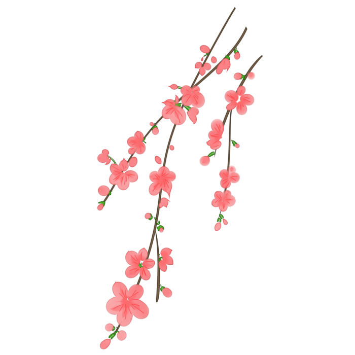 春天浪漫粉红色樱花手绘樱花梅花桃花花朵图片PNG免扣素材