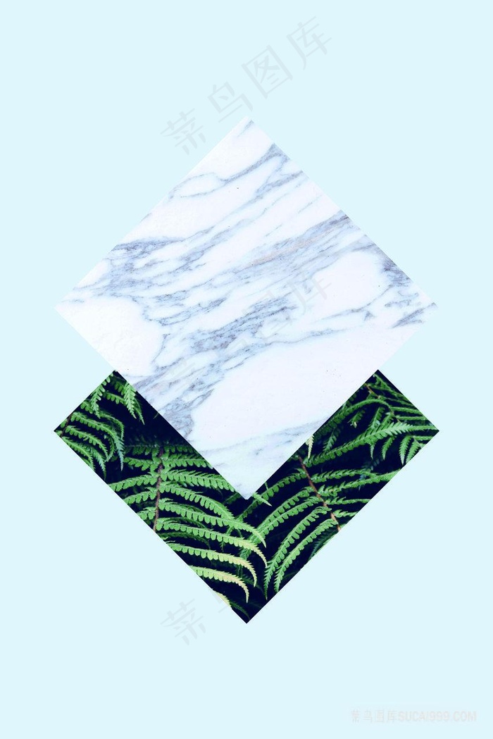 方块时尚绿叶装饰画