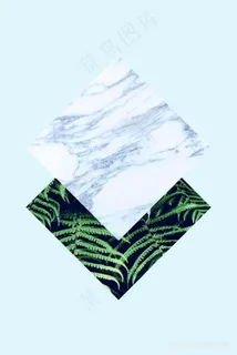 方块时尚绿叶装饰画