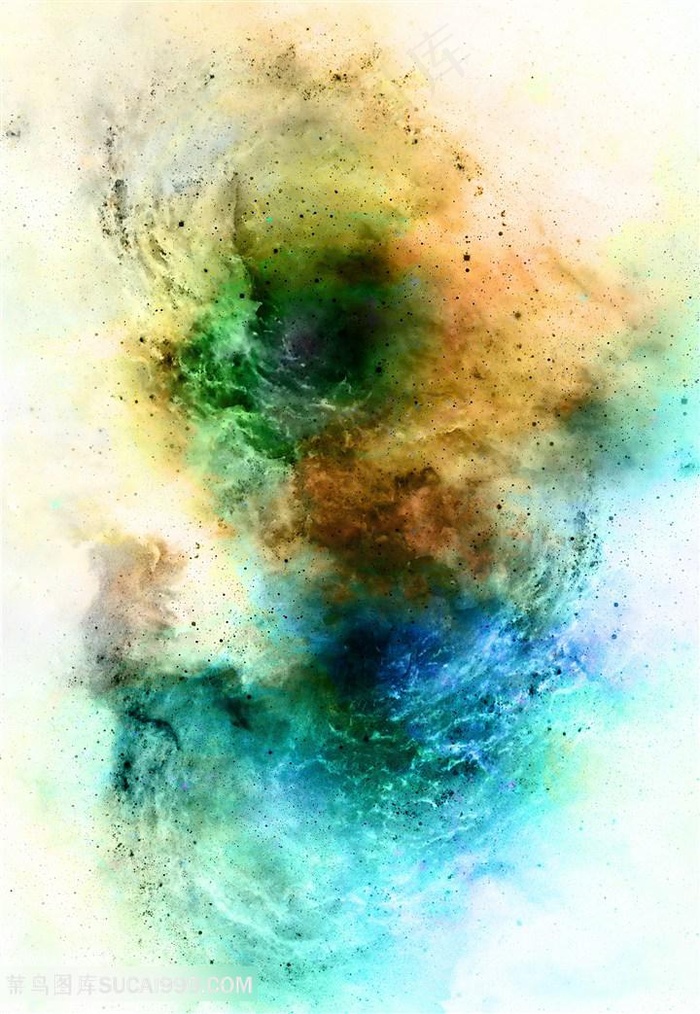 唯美湖蓝色水彩晕染高清图片