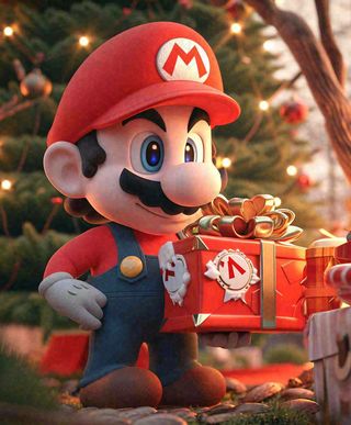 圣诞卡通马里奥，温馨快递员，3D