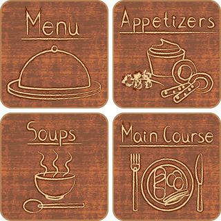 免抠复古线稿餐饮标签
