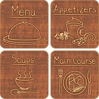 免抠复古线稿餐饮标签