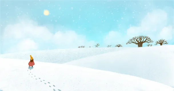 冬日雪景意境插画