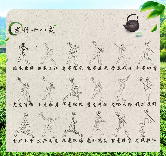 茶文化龙行十八式cdr矢量模版下载