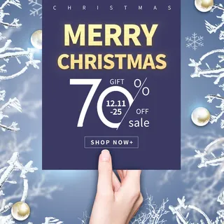 圣诞节圣诞树圣诞老人闪亮装饰电商促销折扣海报