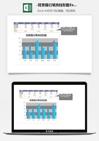 1-背景隔行填充柱形图Excel图表