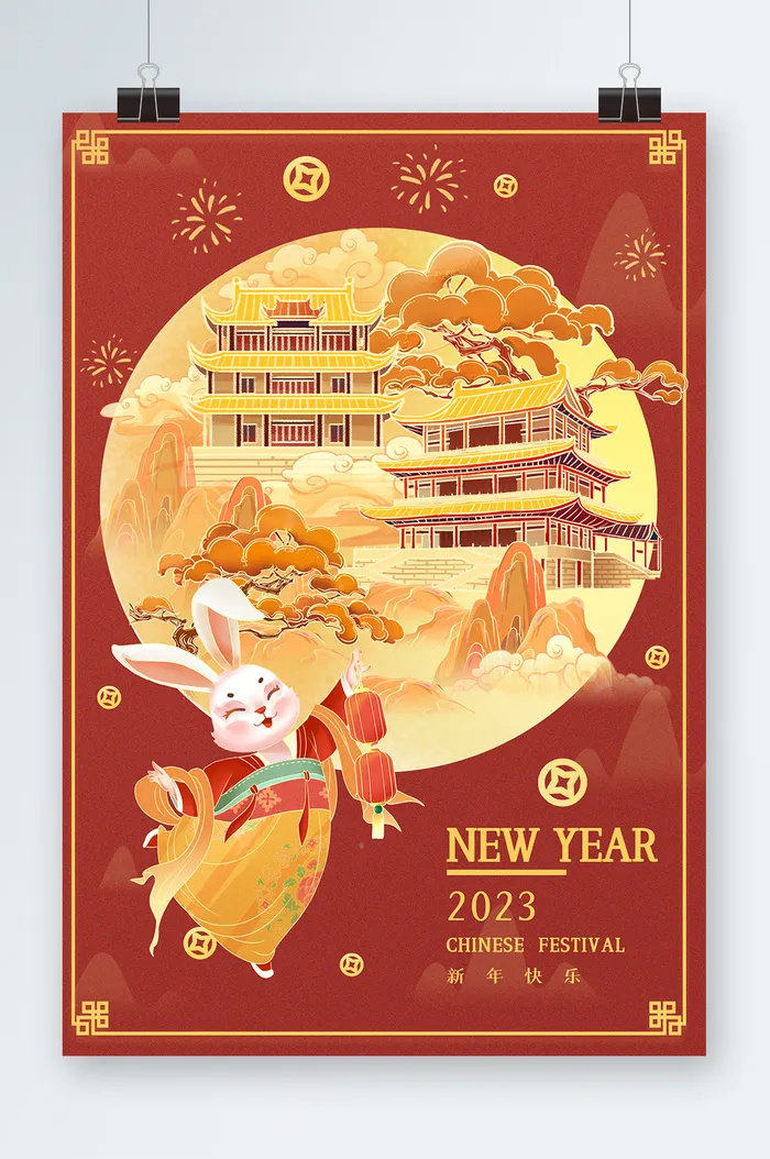 国潮风开门红庆典海报psd模版下载