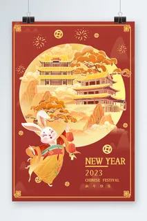 国潮风开门红庆典海报