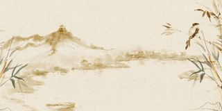 中国风传统水墨古风古典展板边框工笔画PS海报背景平面设计素材